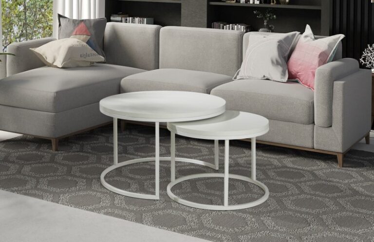 Zestaw dwóch stolików kawowych Koło Loft - Biały - Maridex