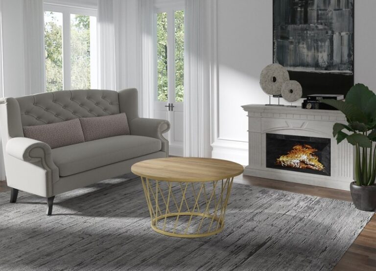 Stolik kawowy Otoman Loft - Dąb Riviera / Złoty - Maridex