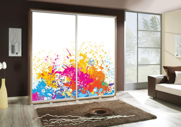 Szafa przesuwna Penelopa 205 cm z motywem Art 2 - Dąb Artisan - Maridex