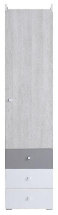 Regał młodzieżowy Como CM4 - Biały Lux / Dąb Wilton Biały / Szary - Meblar