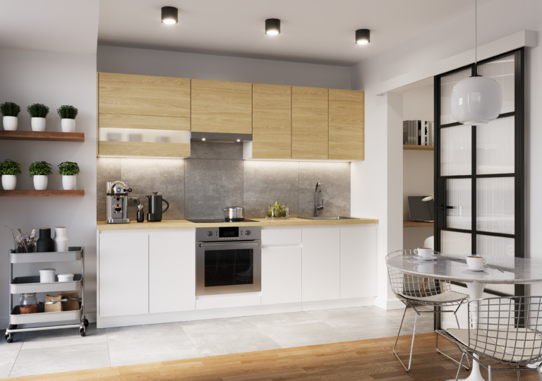 Meble Kuchenne Campari Biały Mat + Hikora Naturalna Set 2,6 m