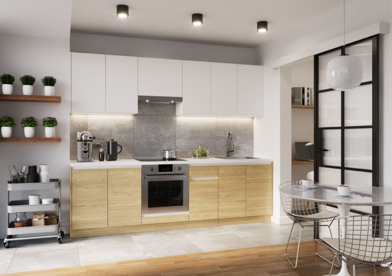 Meble Kuchenne Campari Hikora Naturalna + Biały Mat Set 2,6 m