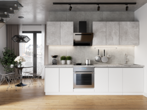 Meble Kuchenne Campari Biały Mat + Beton Jasny Set 2,8 m + Blat