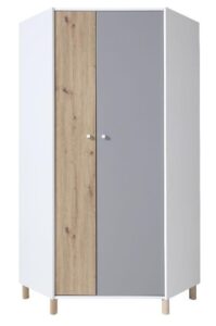 Szafa narożna Faro FR2 L/P - Biały Lux / Dąb Artisan / Szary