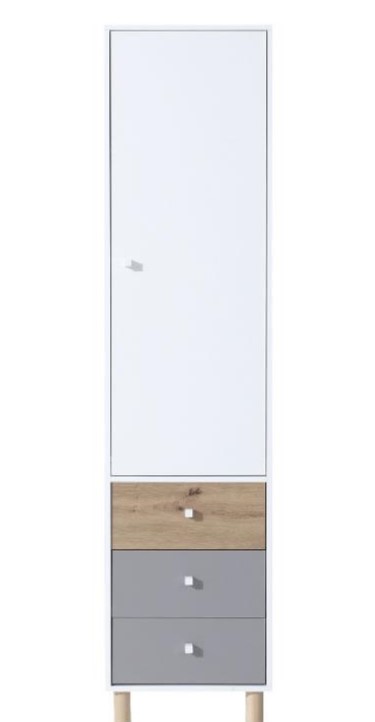 Regał Faro FR4 L/P - Biały Lux / Dąb Artisan / Szary - Meblar