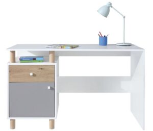 Biurko Faro FR9 - Biały Lux / Dąb Artisan / Szary