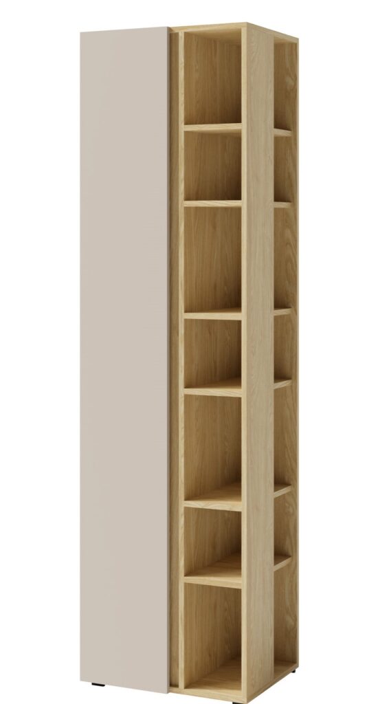 Regał młodzieżowy wysoki z półkami Luca LC4 - Beż Piaskowy / Dąb Olejowany - Meblar