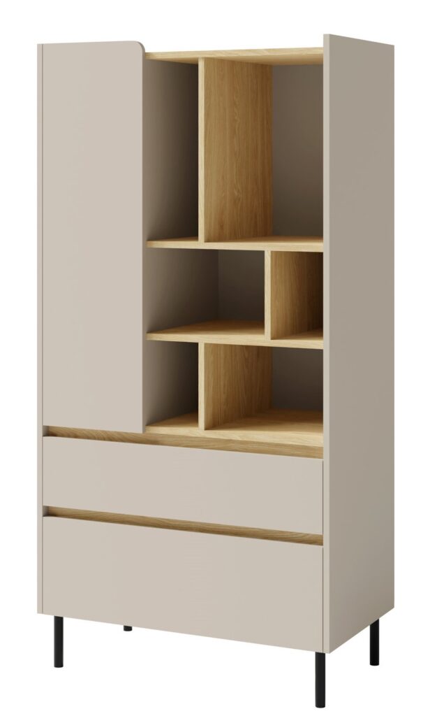 Regał młodzieżowy z półkami Luca LC6 - Beż Piaskowy / Dąb Olejowany - Meblar