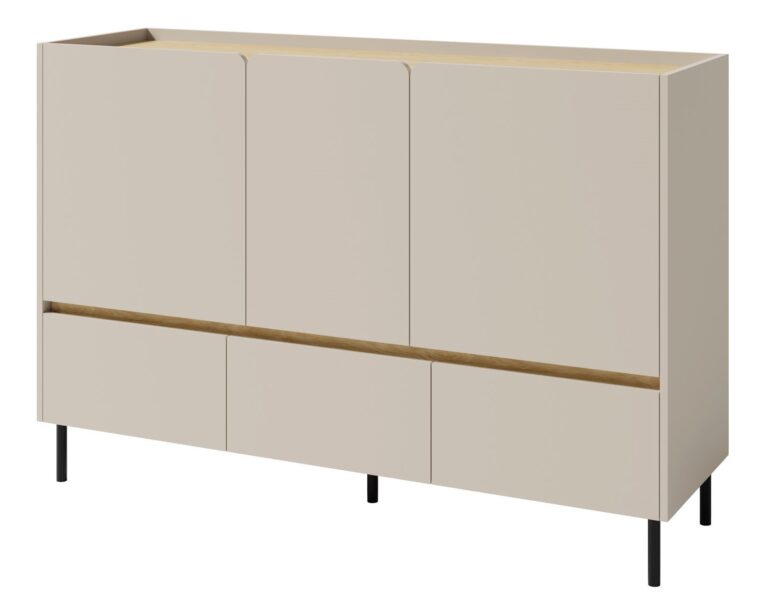 Komoda młodzieżowa z szafkami Luca LC7 - Beż Piaskowy / Dąb Olejowany - Meblar