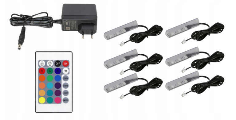 Oświetlenie LED 6 Klipowe RGB Na Pilota - Meblościanka Rumba