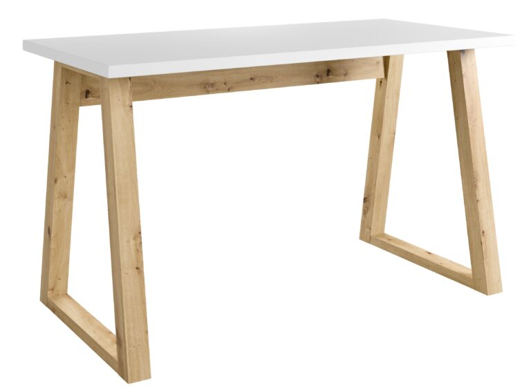 Loftowe biurko Loft Figate - Białe / Dąb Artisan - Maridex