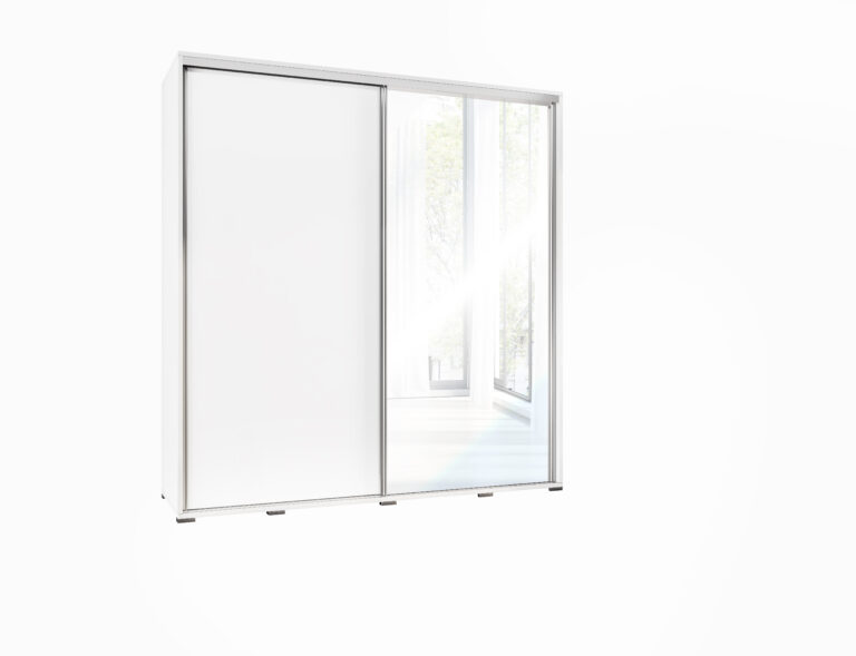 Szafa przesuwna Penelopa 205 cm z lustrem - Biała - Maridex