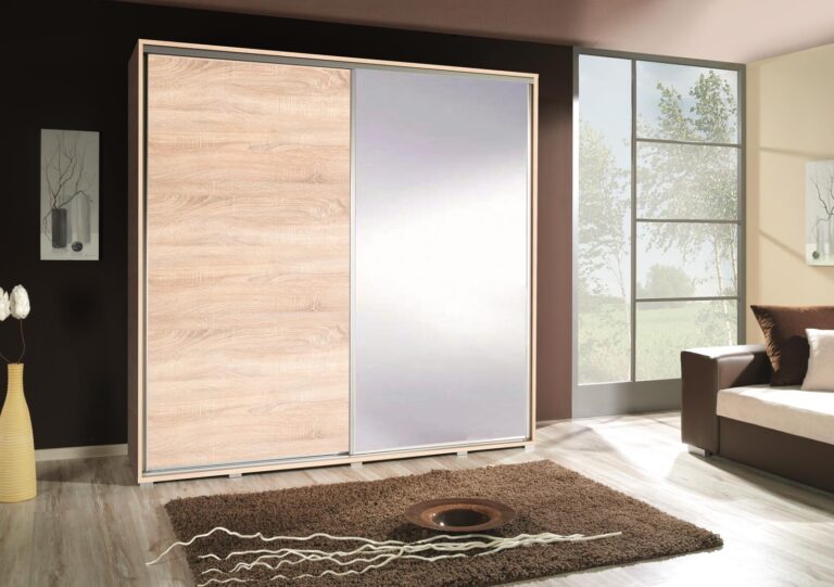 Szafa przesuwna Penelopa 205 cm z lustrem - Dąb Sonoma - Maridex