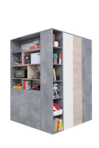 Szafa młodzieżowa Sigma SI1 L/P - Beton / Biały Lux / Dąb