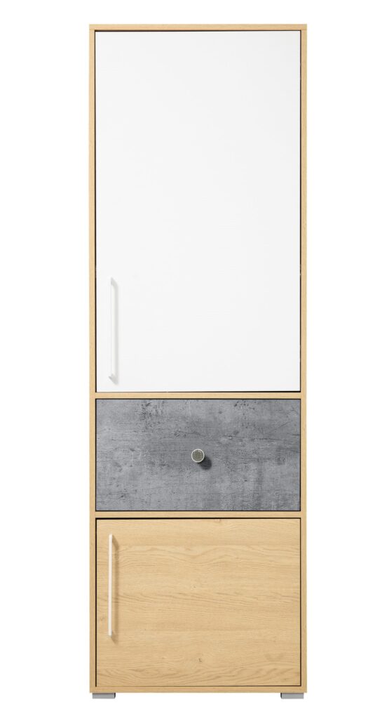 Regał młodzieżowy Step ST02 - Dąb Biszkoptowy / Biały Lux / Beton - Meblar