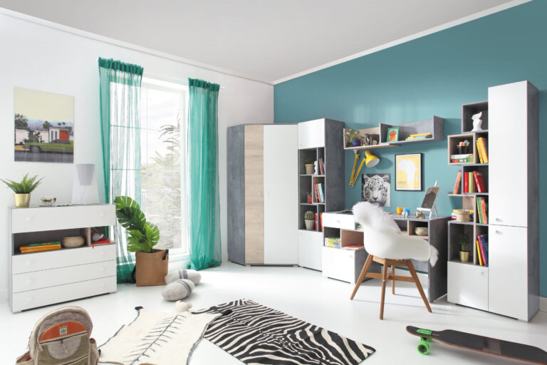 Zestaw Sigma System D - Beton / Biały Lux / Dąb - Meblar