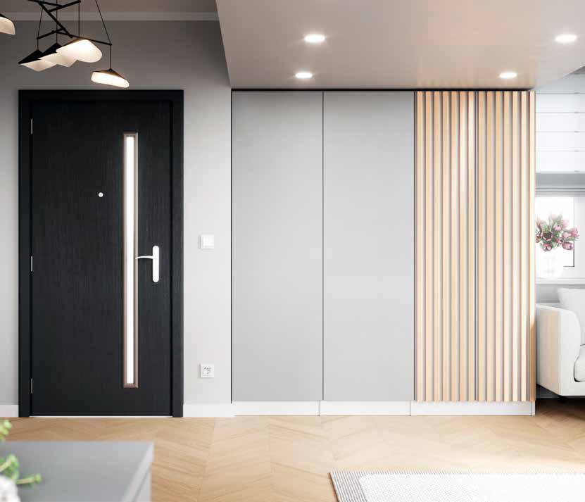 Szafa Modułowa Szary Mat + Lamele Dąb Miodowy 180 cm - Moduły,Led,Blum - Layman