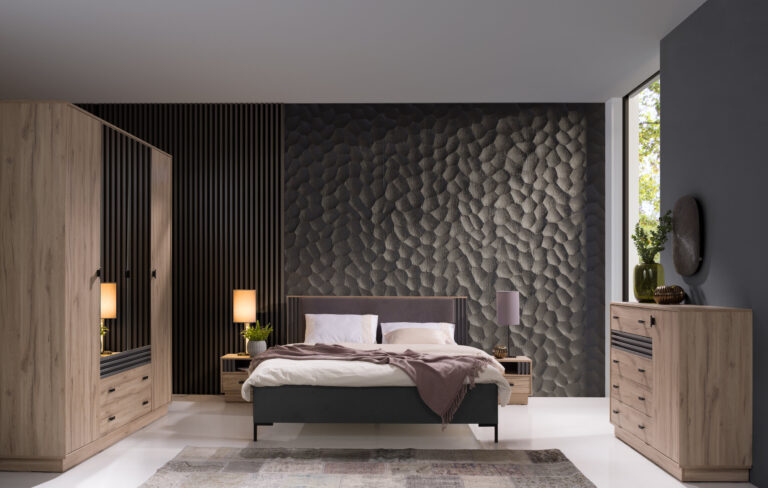 Sypialnia Allmo 2 - Dąb Estana Jasny / Antracyt