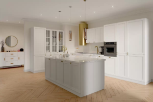 Meble Szafki Kuchenne Linea Ramka Biały Mat Zestaw Narożny 180 cm na 395 cm - Gała