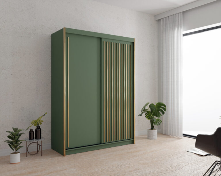 Szafa Pesto 150 cm - Zielony + Złoty - Arkos