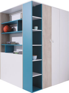 Szafa młodzieżowa Planet PL1 L/P - Biały Lux / Dąb / Morski