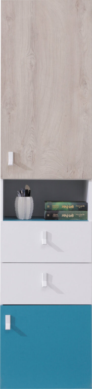 Regał Planet PL4 L/P - Biały Lux / Dąb / Morski - Meblar