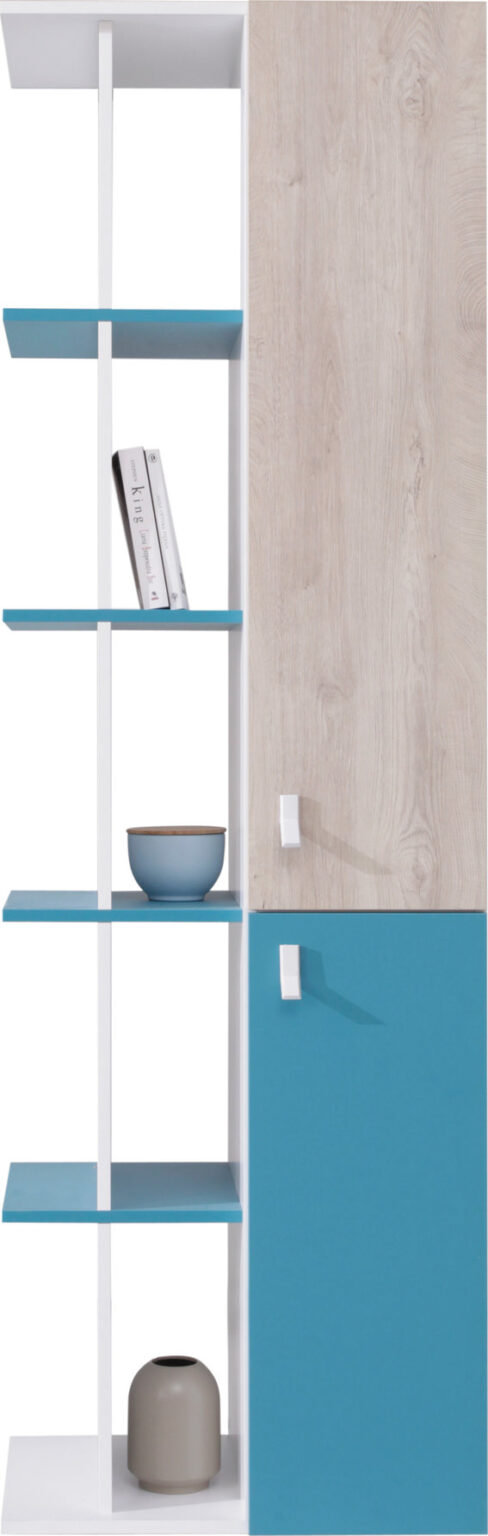 Regał Planet PL5 - Biały Lux / Dąb / Morski - Meblar