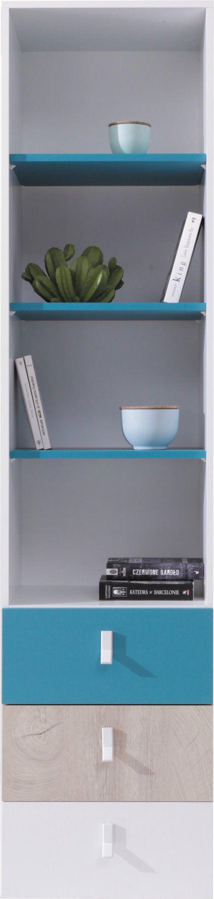 Regał Planet PL6 - Biały Lux / Dąb / Morski - Meblar