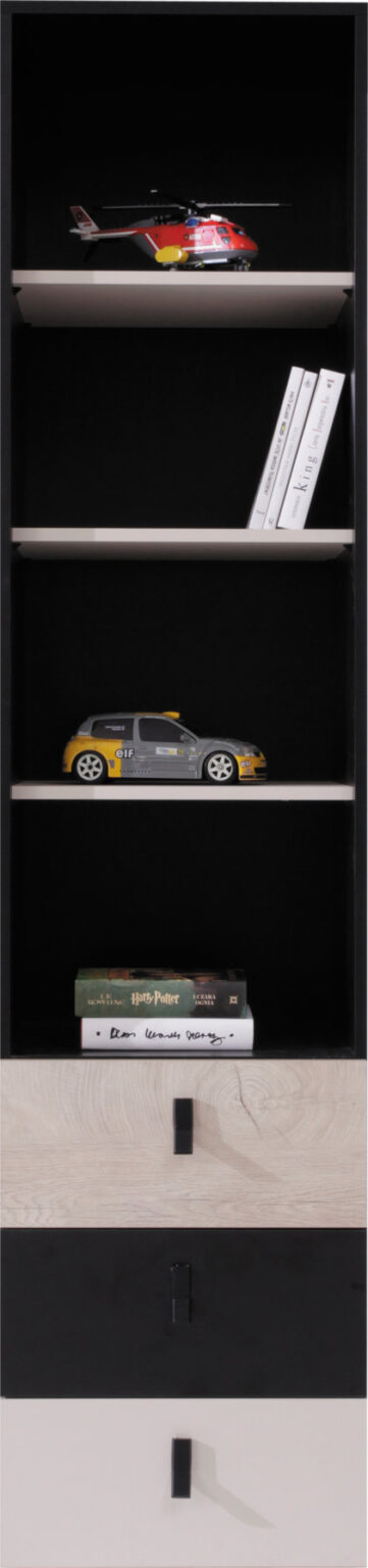 Regał Planet PL6 - Czarny / Dąb / Beż - Meblar