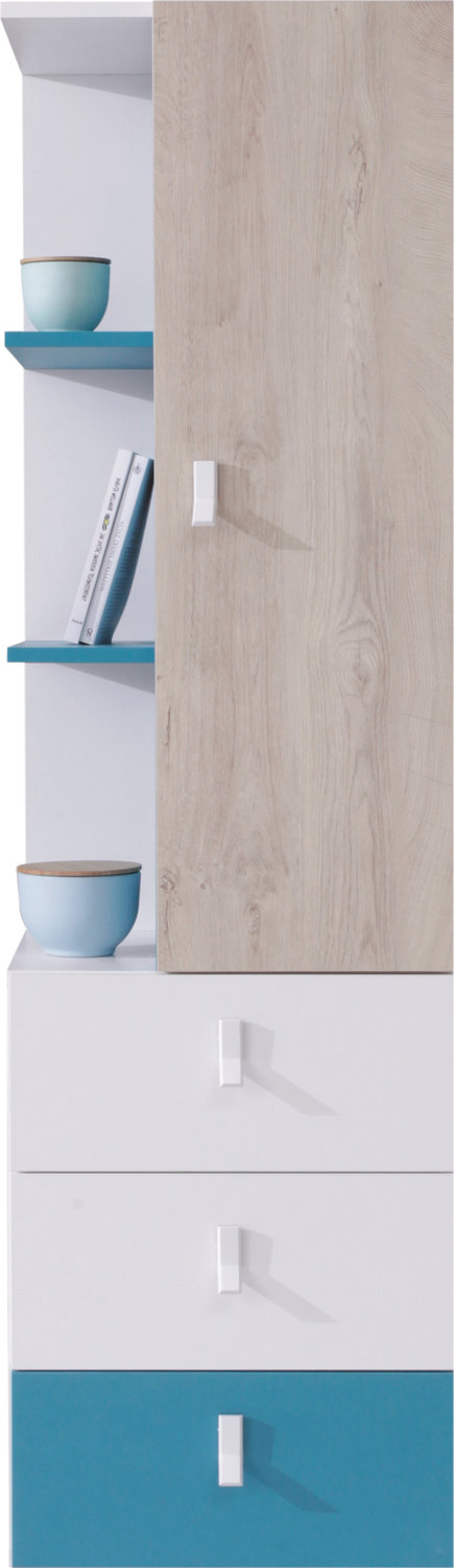 Regał Planet PL7 - Biały Lux / Dąb / Morski - Meblar