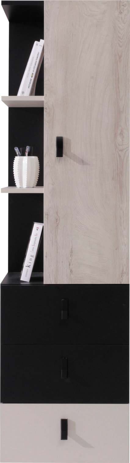 Regał Planet PL7 - Czarny / Dąb / Beż - Meblar