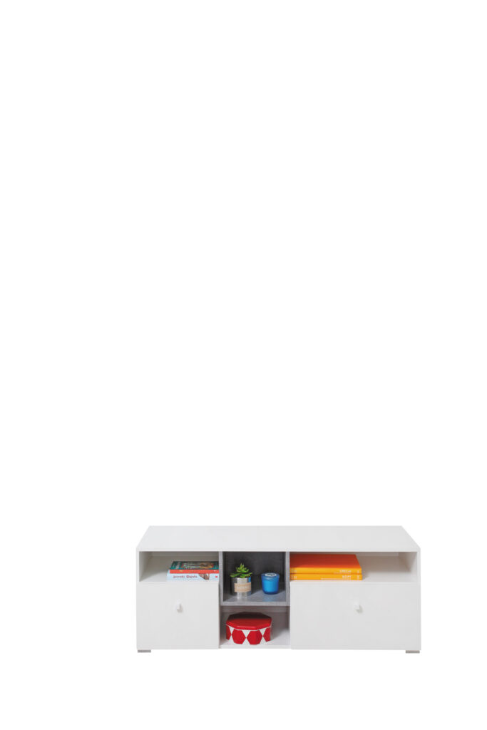 Szafka Stolik RTV Sigma SI9 - Biały Lux / Beton - Meblar