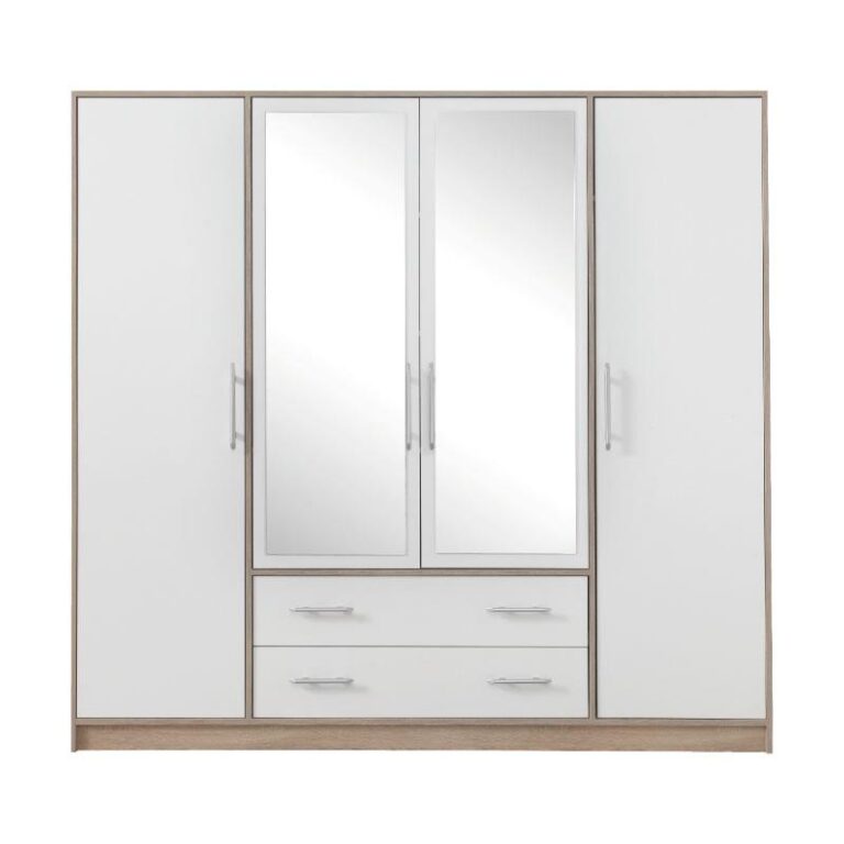 Szafa Smart SRL1 z lustrami - Dąb Sonoma / Biały Lux - Meblar