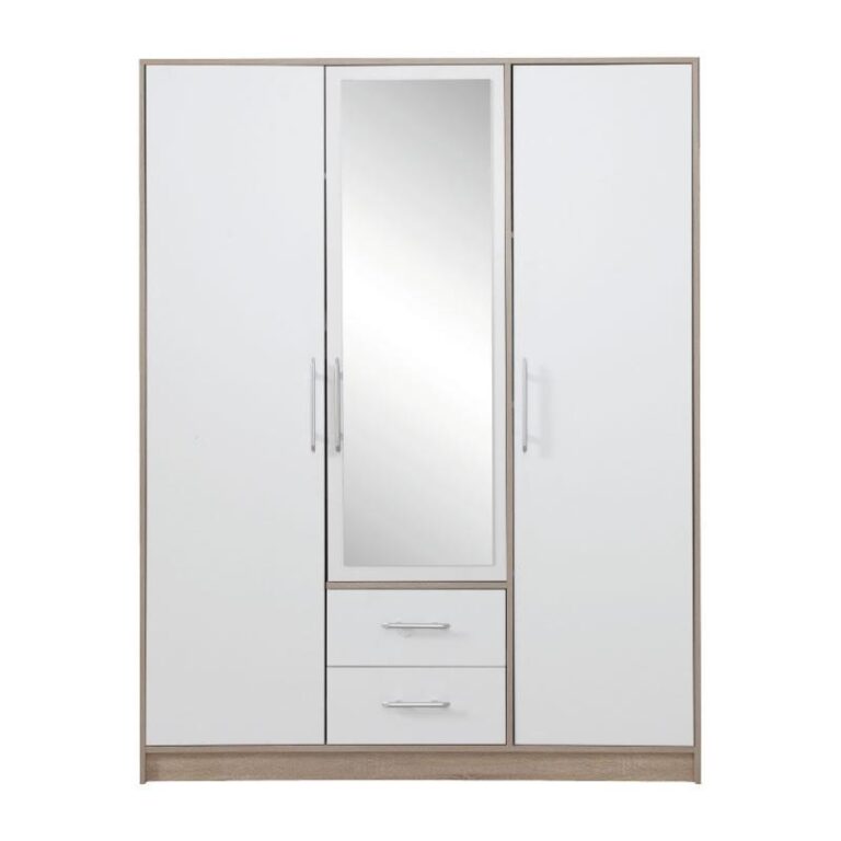 Szafa Smart SRL2 z lustrem - Dąb Sonoma / Biały Lux- Meblar