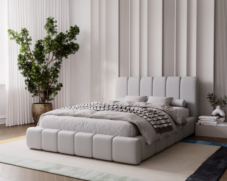 Łóżko tapicerowane Teo 140 cm x 200 cm z pojemnikiem i stelażem pod materac - Kolory