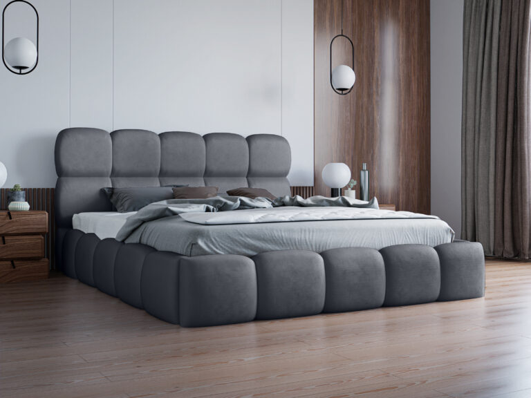 Łóżko tapicerowane Noe 160 cm x 200 cm z pojemnikiem i stelażem pod materac - Kolory