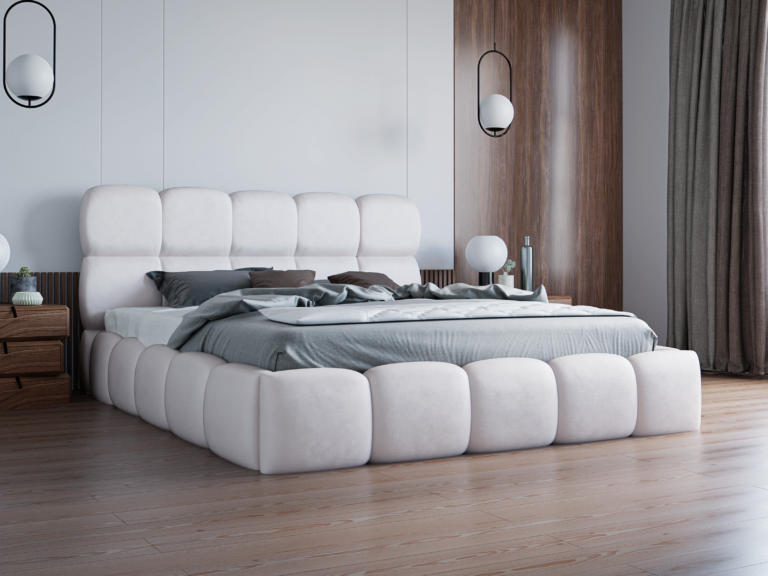 Łóżko tapicerowane Noe 180 cm x 200 cm z pojemnikiem i stelażem pod materac - Kolory