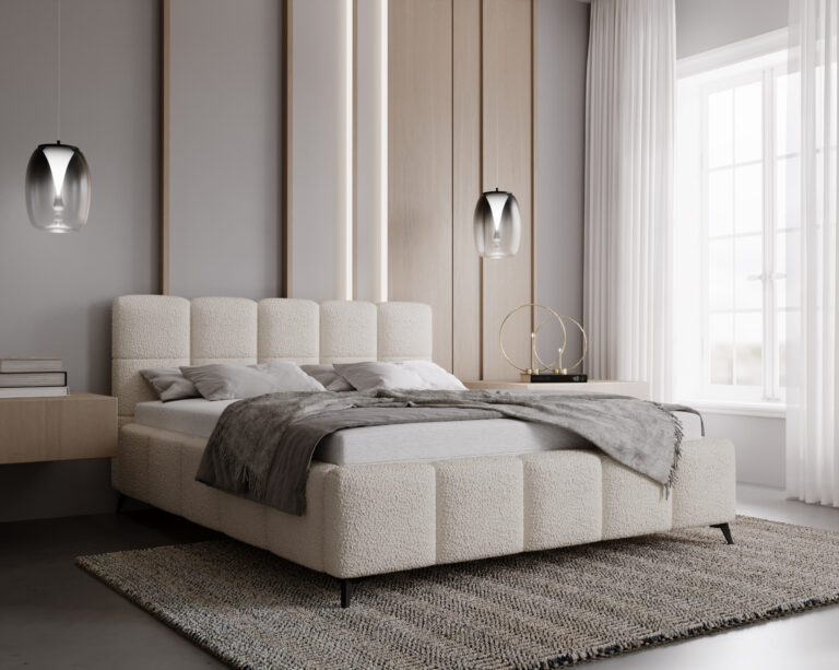 Łóżko tapicerowane Nole 160 cm x 200 cm z pojemnikiem i stelażem pod materac - Kolory