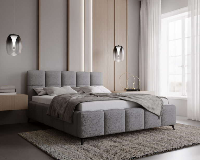 Łóżko tapicerowane Nole 140 cm x 200 cm z pojemnikiem i stelażem pod materac - Kolory