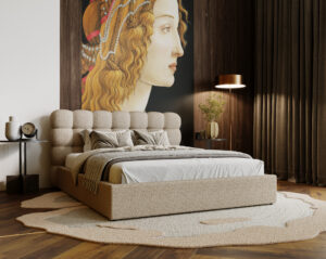 Łóżko tapicerowane Olivio 140 cm x 200 cm z pojemnikiem i stelażem pod materac - Kolory