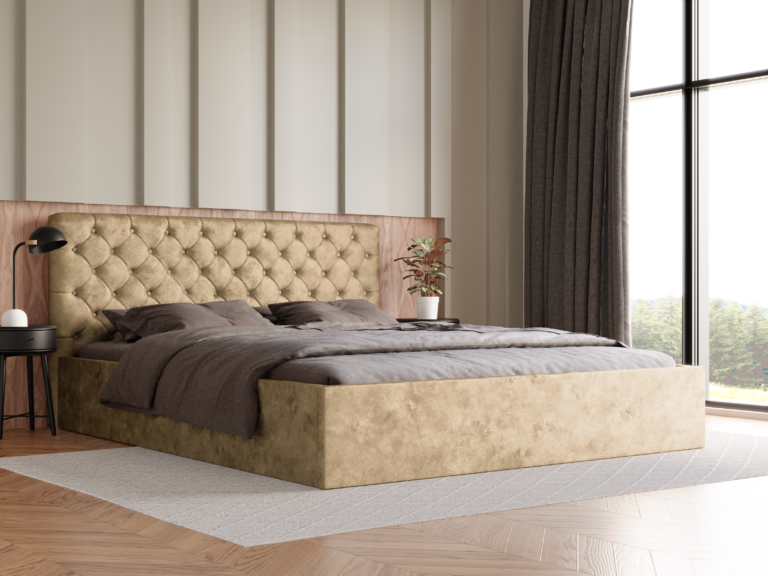 Łóżko tapicerowane Molly Slim 140 cm x 200 cm z pojemnikiem i stelażem pod materac - Kolory