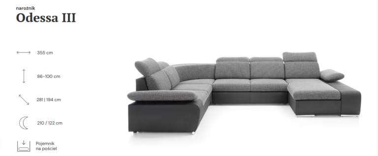 Narożnik Odessa III Podkowa z funkcją spania - Piaski Meble