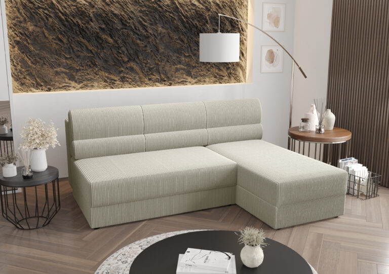 Narożnik Rebi L1 - Uniwersalny Miękki Sztruks - 201 cm na 140 cm