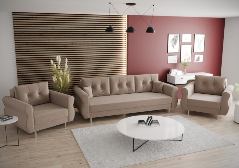 Zestaw Apollo Sofa + 2 x Fotel  - Uniwersalny Miękki Aksamit - Futura