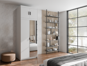 Szafa Elena 2D 1 Lustro + Nadstawka 2D  – Biała - Lempert