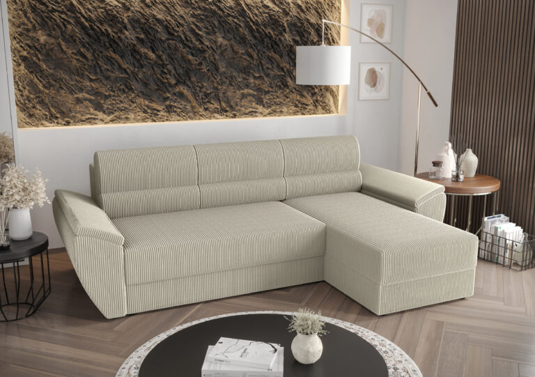 Narożnik Rebi L2 - Uniwersalny Miękki Sztruks - 251 cm na 140 cm