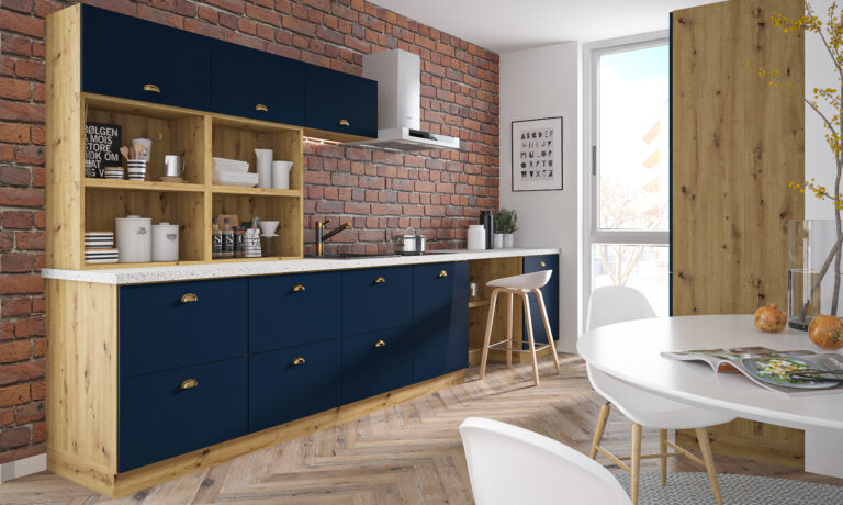 Meble Kuchenne Bonn - Fronty Akryl Mat 18 mm - Marine Blue - Extom