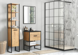 Meble łazienkowe z lustrem - Brooklin - Loft / Industrial