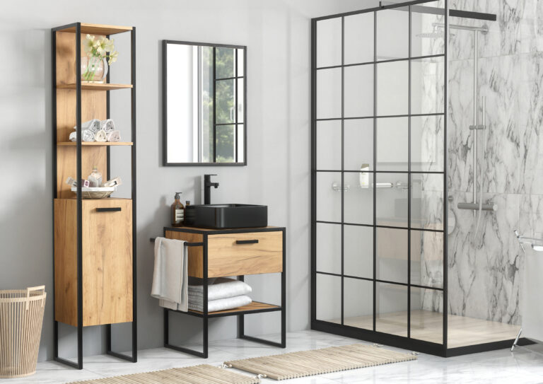 Meble łazienkowe z lustrem - Brooklin - Loft / Industrial