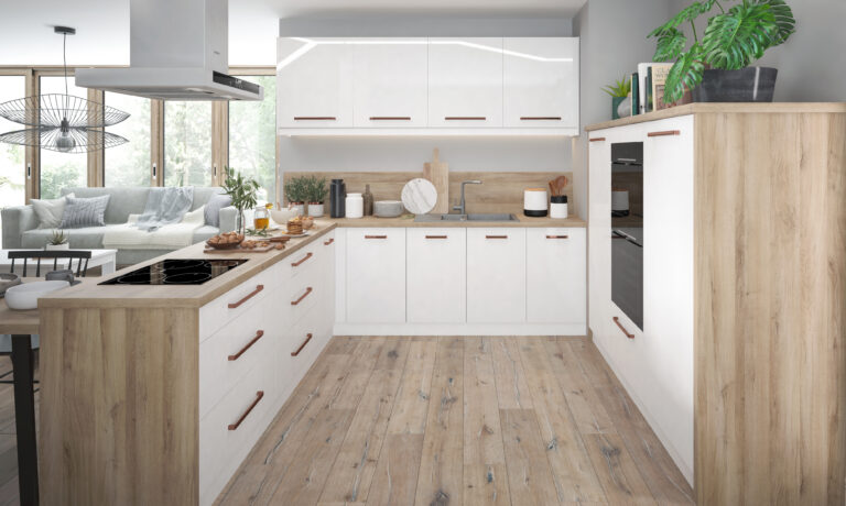 Meble Kuchenne Essen - Fronty Akryl Biały Połysk 19 mm - Extom